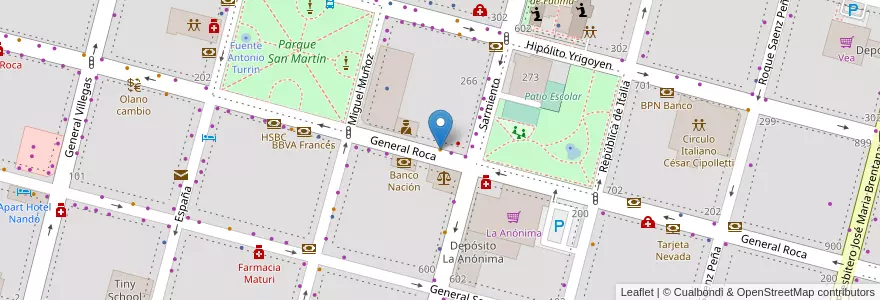 Mapa de ubicacion de Capuccino Café en Аргентина, Чили, Рио-Негро, Cipolletti, Departamento General Roca.