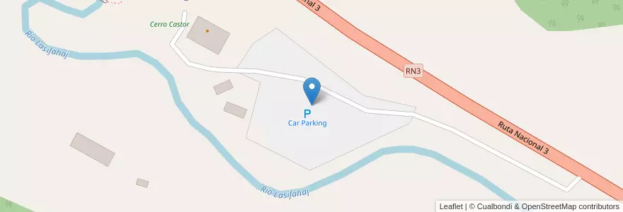 Mapa de ubicacion de Car Parking en Argentine, Departamento Ushuaia, Chili, Province De Terre De Feu.