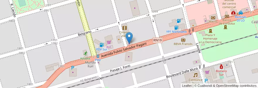 Mapa de ubicacion de Car-X GNC en アルゼンチン, コルドバ州, Departamento San Justo, Municipio Arroyito, Pedanía Arroyito, Arroyito.