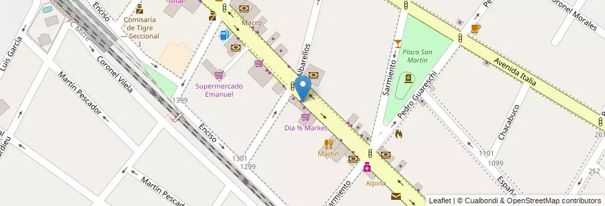 Mapa de ubicacion de Caramel en Arjantin, Buenos Aires, Partido De Tigre, Tigre.