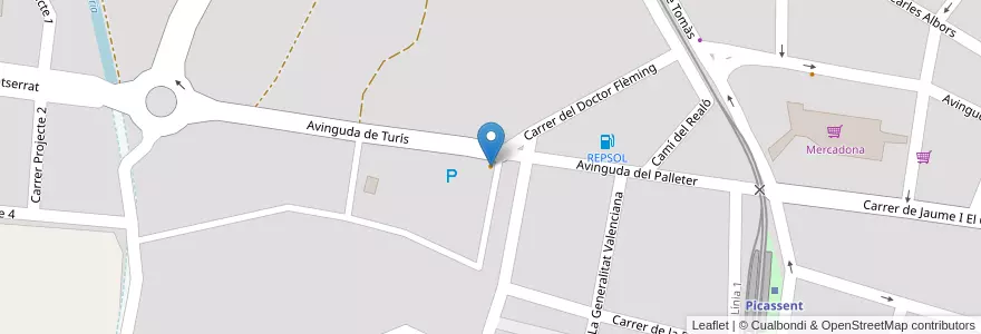 Mapa de ubicacion de Caramelo en España, Comunitat Valenciana, València / Valencia, L'Horta Sud, Picassent.