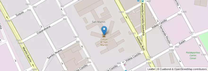 Mapa de ubicacion de Carcel B° San Martin en 阿根廷, Córdoba, Departamento Capital, Pedanía Capital, Córdoba, Municipio De Córdoba.