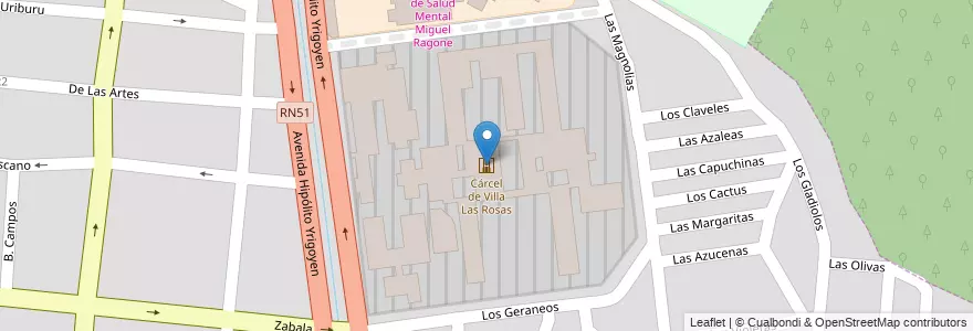 Mapa de ubicacion de Cárcel de Villa Las Rosas en 아르헨티나, Salta, Capital, Municipio De Salta.
