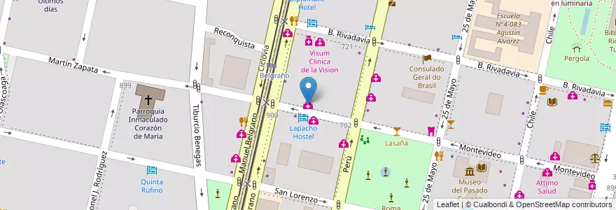 Mapa de ubicacion de Cardiologia Infantil en 阿根廷, 智利, Mendoza, Departamento Capital, Sección 2ª Barrio Cívico, Ciudad De Mendoza.