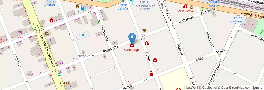 Mapa de ubicacion de Cardiólogo en アルゼンチン, ブエノスアイレス州, Partido De Merlo, Merlo.