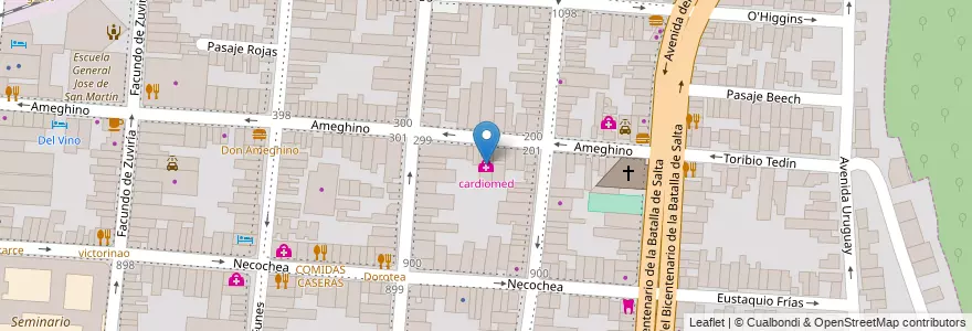 Mapa de ubicacion de cardiomed en Arjantin, Salta, Capital, Municipio De Salta, Salta.
