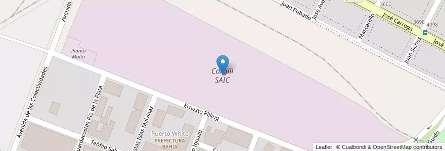 Mapa de ubicacion de Cargill SAIC en 아르헨티나, 부에노스아이레스주, Partido De Bahía Blanca, Ingeniero White.