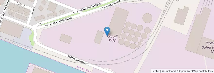 Mapa de ubicacion de Cargill SAIC en 阿根廷, 布宜诺斯艾利斯省, Partido De Bahía Blanca, Ingeniero White.