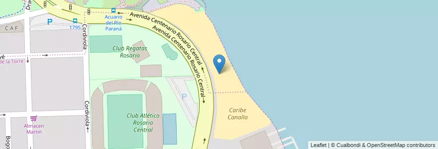 Mapa de ubicacion de Caribe Canalla en Arjantin, Santa Fe, Departamento Rosario, Municipio De Rosario, Rosario.