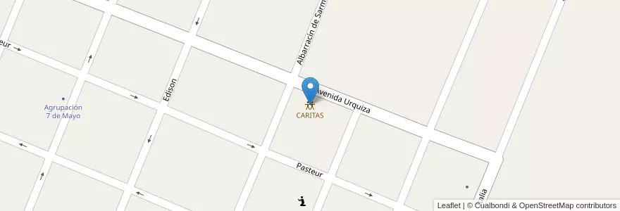 Mapa de ubicacion de CARITAS en Arjantin, Şili, Mendoza, San Rafael, Distrito Ciudad De San Rafael, Departamento San Rafael.