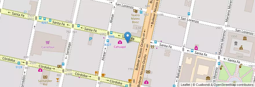 Mapa de ubicacion de Caritas del Boulevard en Argentinien, Santa Fe, Departamento Rosario, Municipio De Rosario, Rosario.