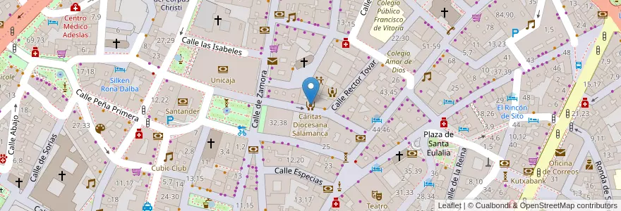 Mapa de ubicacion de Cáritas Diocesana Salamanca en España, Castilla Y León, Salamanca, Campo De Salamanca, Salamanca.