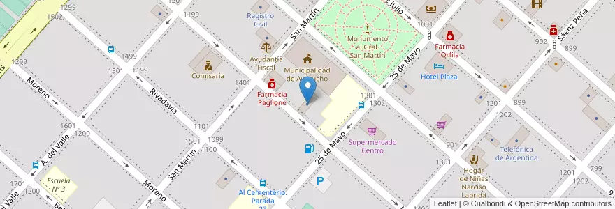 Mapa de ubicacion de Caritas Parroquial en Arjantin, Buenos Aires, Partido De Ayacucho, Ayacucho.