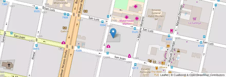 Mapa de ubicacion de Caritas Rosario en Аргентина, Санта-Фе, Departamento Rosario, Municipio De Rosario, Росарио.