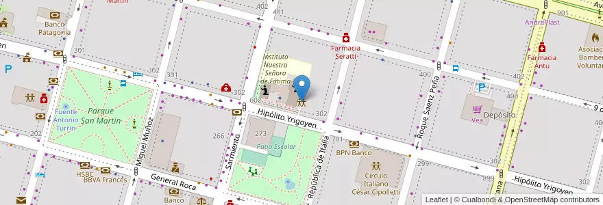 Mapa de ubicacion de Cáritas Sagrada Familia en 아르헨티나, 칠레, 리오네그로주, Cipolletti, Departamento General Roca.