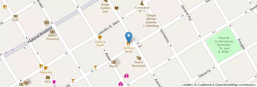 Mapa de ubicacion de Carlitos Resto en 아르헨티나, 부에노스아이레스주, Partido De Quilmes, Quilmes.