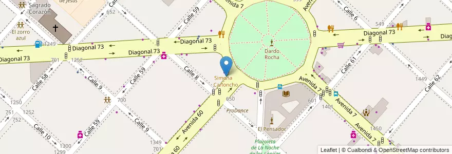 Mapa de ubicacion de Carloncho, Casco Urbano en 阿根廷, 布宜诺斯艾利斯省, Partido De La Plata, La Plata.