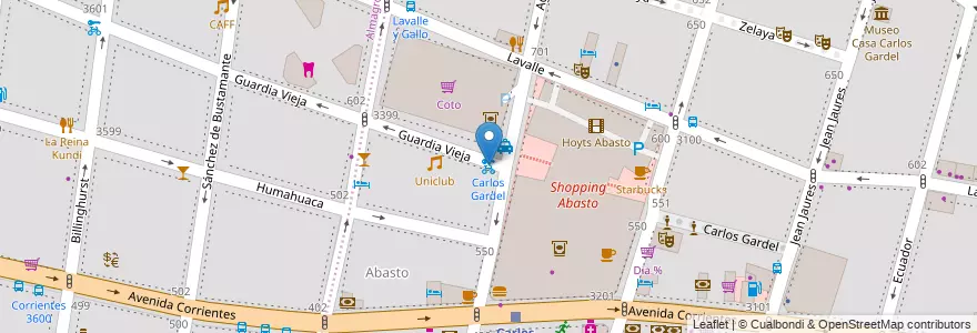 Mapa de ubicacion de Carlos Gardel, Balvanera en آرژانتین, Ciudad Autónoma De Buenos Aires, Buenos Aires.