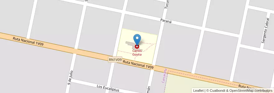 Mapa de ubicacion de Carlos Goytia en 아르헨티나, Santa Fe, Departamento San Lorenzo, Municipio De Carcarañá, Carcarañá.