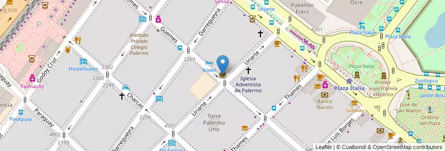 Mapa de ubicacion de Carlos Guido y Spano, Palermo en Argentinië, Ciudad Autónoma De Buenos Aires, Buenos Aires, Comuna 14.