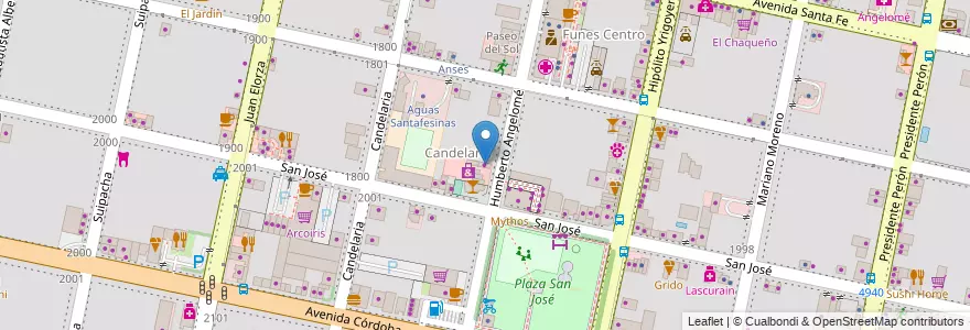 Mapa de ubicacion de Carlos Melo Coiffeur en آرژانتین, سانتافه, Departamento Rosario, Municipio De Funes, Funes.