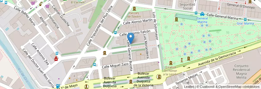 Mapa de ubicacion de Carlos Ramírez de Arellano en 스페인, 멜리야, 멜리야.