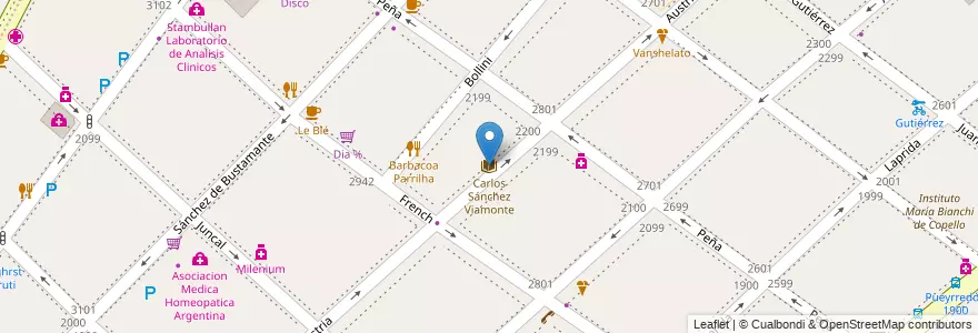 Mapa de ubicacion de Carlos Sánchez Viamonte, Recoleta en 아르헨티나, Ciudad Autónoma De Buenos Aires, Comuna 2, 부에노스아이레스.