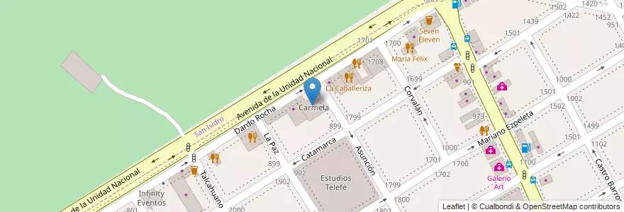 Mapa de ubicacion de Carmela en 阿根廷, 布宜诺斯艾利斯省, Partido De San Isidro.