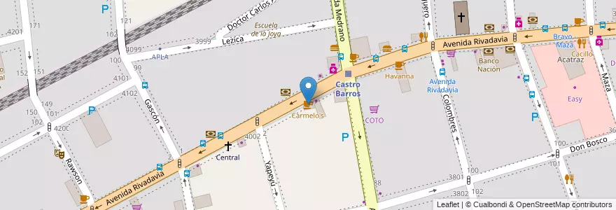 Mapa de ubicacion de Carmelo's, Almagro en Argentinien, Ciudad Autónoma De Buenos Aires, Comuna 5, Buenos Aires.
