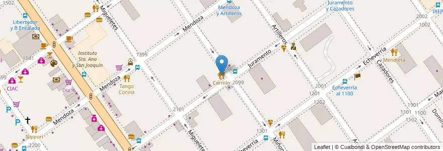 Mapa de ubicacion de Carmín, Belgrano en Arjantin, Ciudad Autónoma De Buenos Aires, Buenos Aires, Comuna 13.