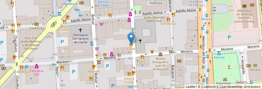Mapa de ubicacion de Carne, Montserrat en アルゼンチン, Ciudad Autónoma De Buenos Aires, Comuna 1, ブエノスアイレス.