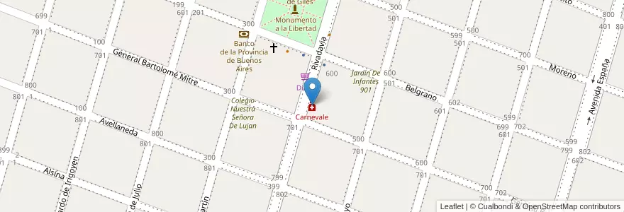 Mapa de ubicacion de Carnevale en アルゼンチン, ブエノスアイレス州, Partido De San Andrés De Giles.