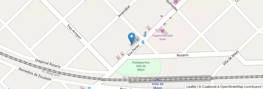 Mapa de ubicacion de Carnicería Las 5 Esquinas en Arjantin, Buenos Aires, Partido De Malvinas Argentinas, Villa De Mayo.