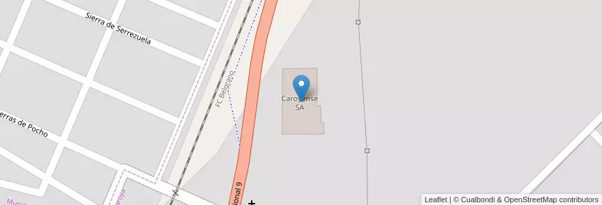 Mapa de ubicacion de Caroyense SA en アルゼンチン, コルドバ州, Departamento Colón, Pedanía Cañas, Municipio De Colonia Caroya, Colonia Caroya.