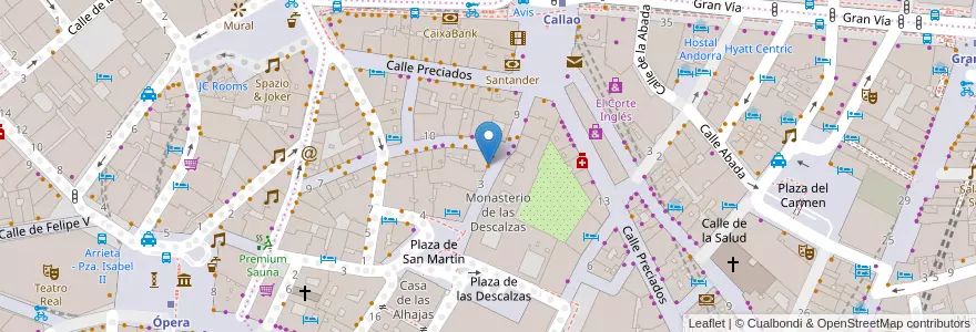 Mapa de ubicacion de Carpe Diem vinoteca en اسپانیا, بخش خودمختار مادرید, بخش خودمختار مادرید, Área Metropolitana De Madrid Y Corredor Del Henares, مادرید.