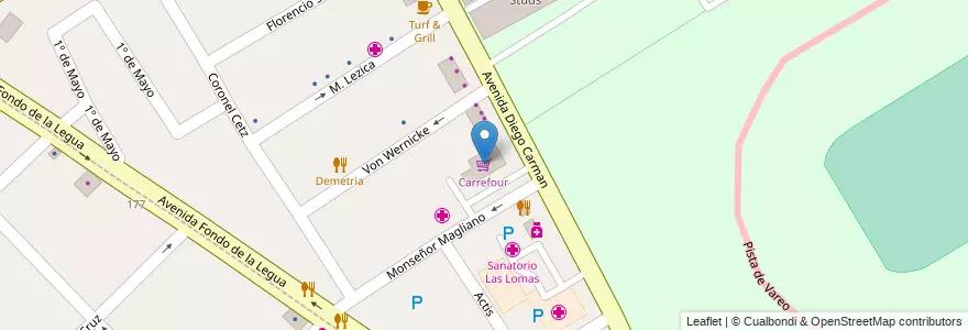 Mapa de ubicacion de Carrefour en 阿根廷, 布宜诺斯艾利斯省, Partido De San Isidro, San Isidro.