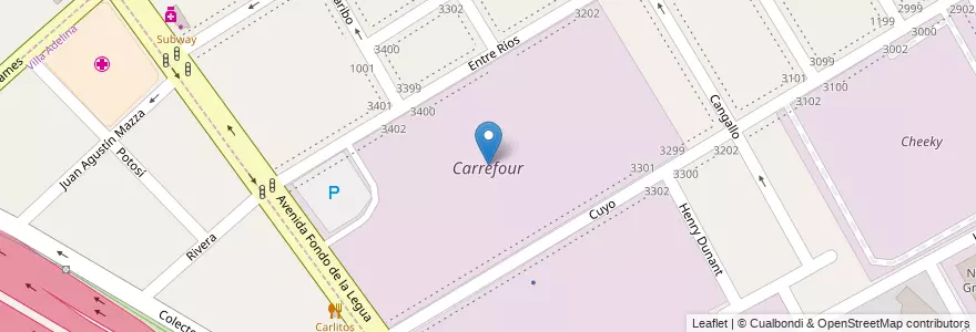 Mapa de ubicacion de Carrefour en 아르헨티나, 부에노스아이레스주, Partido De San Isidro, Martínez.