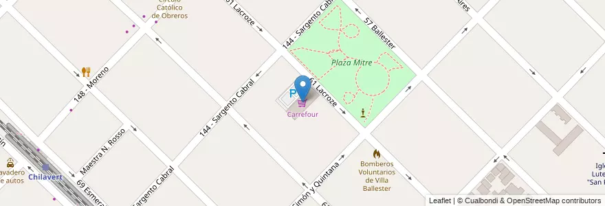Mapa de ubicacion de Carrefour en アルゼンチン, ブエノスアイレス州, Partido De General San Martín, Villa Ballester.