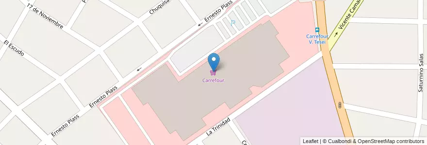 Mapa de ubicacion de Carrefour en الأرجنتين, بوينس آيرس, Partido De Hurlingham, Villa Tesei.