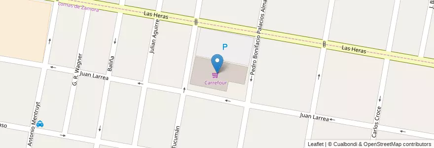Mapa de ubicacion de Carrefour en Arjantin, Buenos Aires, Partido De Lomas De Zamora, Lomas De Zamora, Banfield.