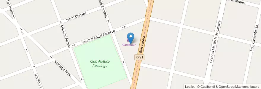 Mapa de ubicacion de Carrefour en Argentina, Buenos Aires, Partido De Ituzaingó, Ituzaingó.