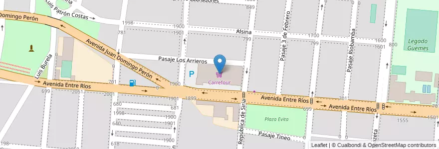 Mapa de ubicacion de Carrefour en الأرجنتين, Salta, Capital, Municipio De Salta, Salta.