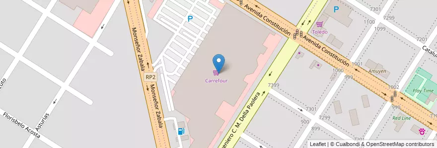 Mapa de ubicacion de Carrefour en Argentinien, Provinz Buenos Aires, Partido De General Pueyrredón, Mar Del Plata.