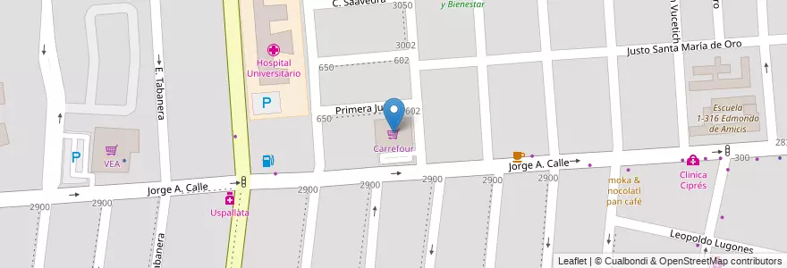 Mapa de ubicacion de Carrefour en Argentinië, Chili, Mendoza, Departamento Capital, Ciudad De Mendoza.