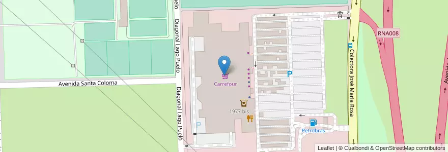 Mapa de ubicacion de Carrefour en Argentine, Santa Fe, Departamento Rosario, Municipio De Rosario, Rosario.