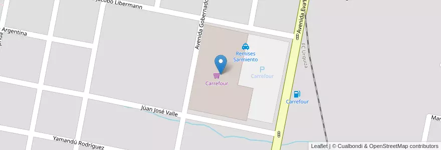 Mapa de ubicacion de Carrefour en アルゼンチン, エントレ・リオス州, Departamento Concordia, Distrito Suburbios, Concordia, Concordia.