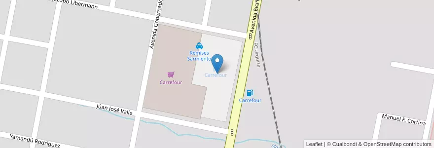 Mapa de ubicacion de Carrefour en آرژانتین, استان انتره ریوس, Departamento Concordia, Distrito Suburbios, Concordia, Concordia.