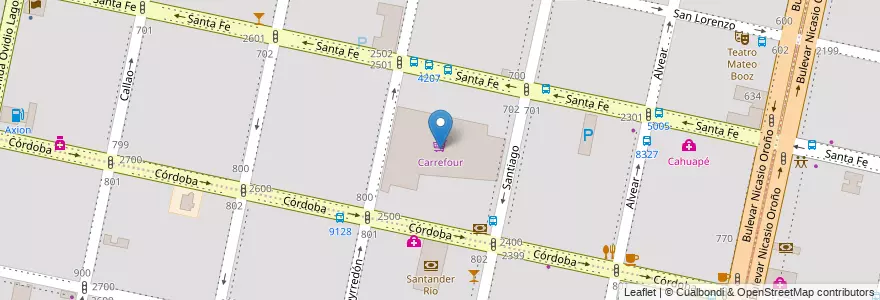 Mapa de ubicacion de Carrefour en アルゼンチン, サンタフェ州, Departamento Rosario, Municipio De Rosario, ロサリオ.