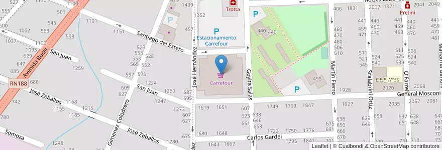 Mapa de ubicacion de Carrefour en 아르헨티나, 부에노스아이레스주, Partido De Pergamino.