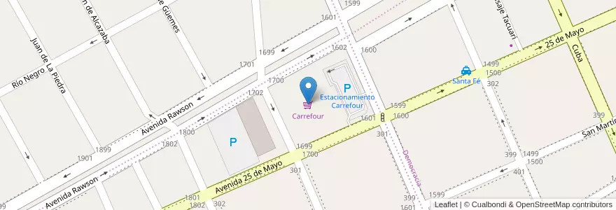 Mapa de ubicacion de Carrefour en الأرجنتين, شوبوت, Trelew, Departamento Rawson.